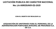 Licitación pública de carácter nacional No. LA-009J2U001-E2-2021